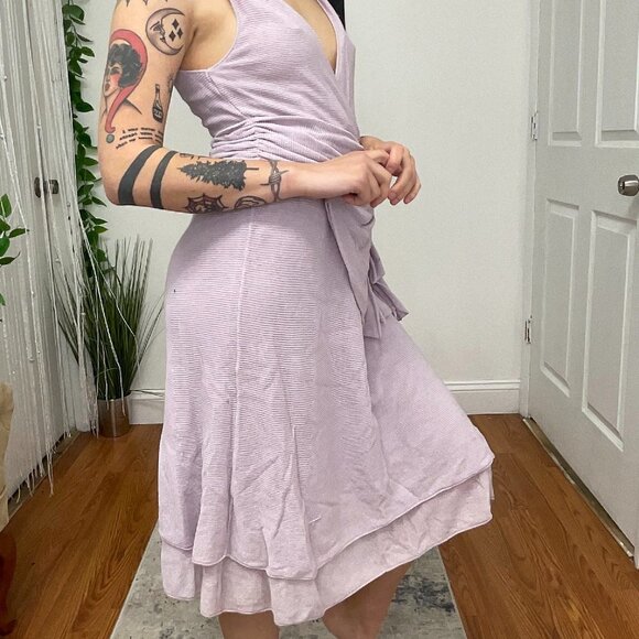 Red Valentino V-Neck Wrap Midi Dress Sleeveless Size XL Pink - Picture 7 of 7